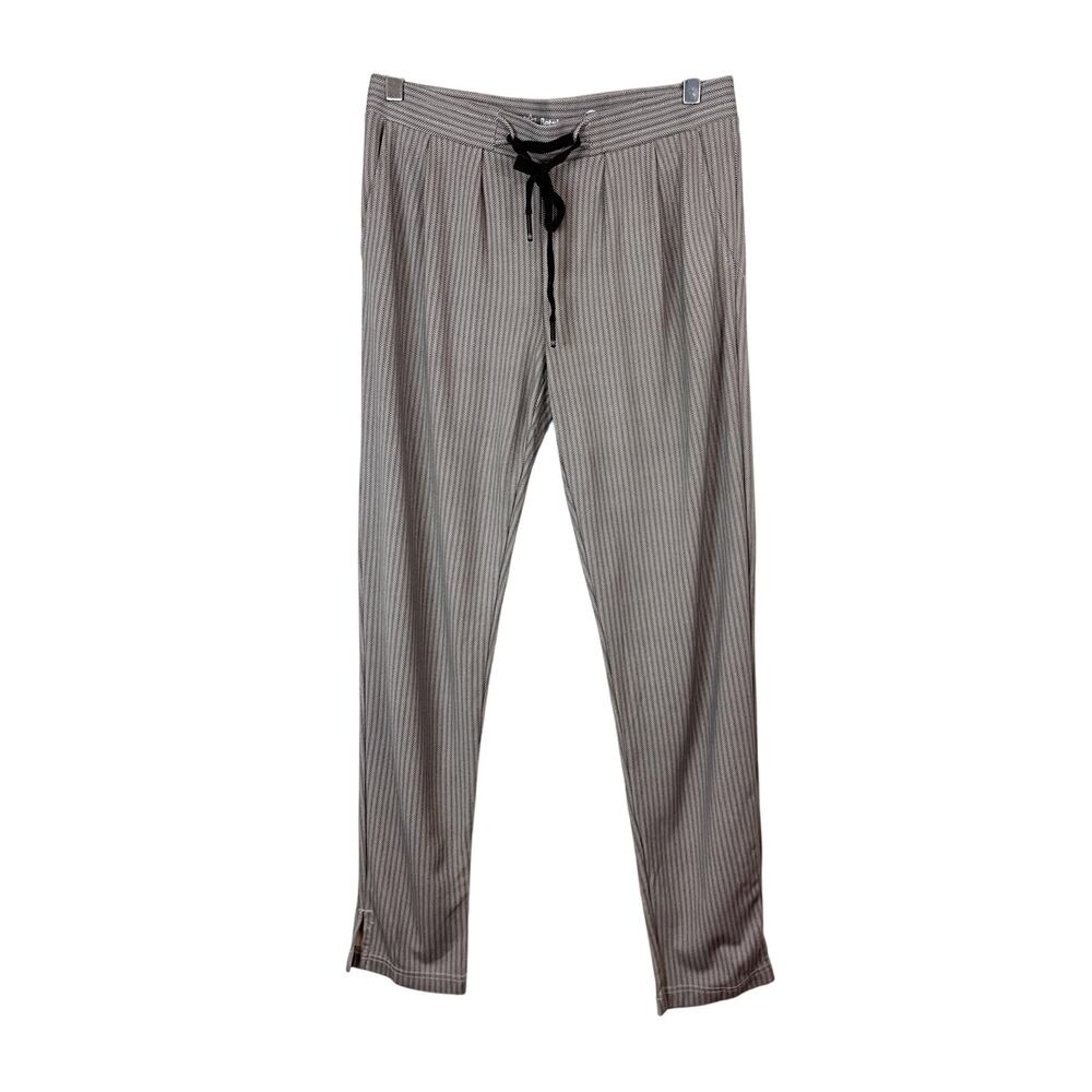 BetaBrand Drawstring Waist Stripe Patterned Skinny Pants Women's Size Medium